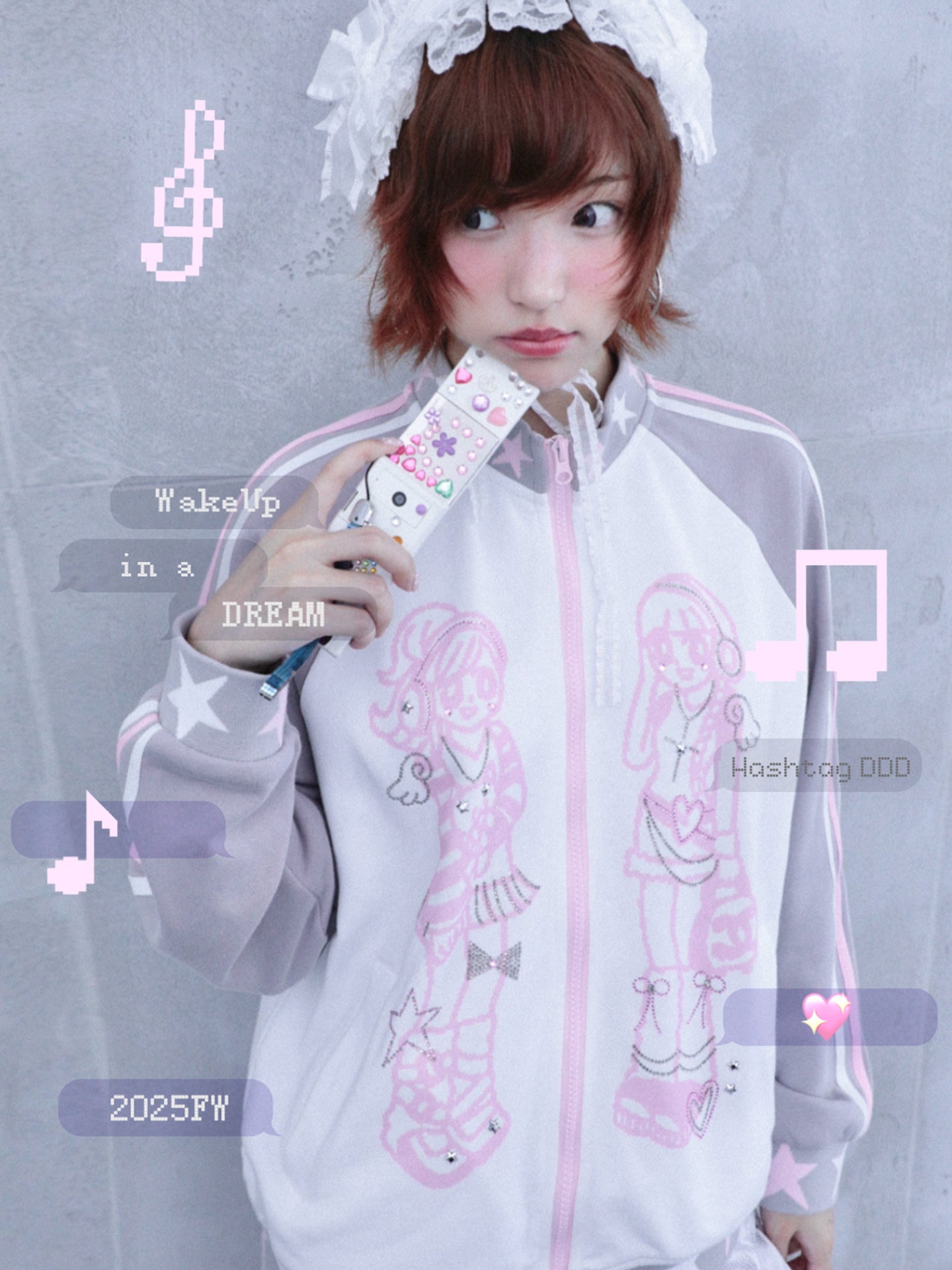 Hashtag DDD - Kawaii Rhinestone Twin-Star Jacket jacket Hashtag DDD