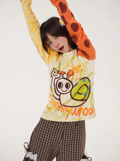 RabbitRain - Snail Doodle Colorblock Raglan Top shirt RabbitRain