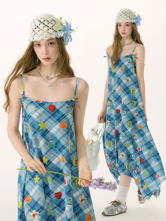 ziziFei - Plaid Fruit Cami Maxi Dress dress ziziFei