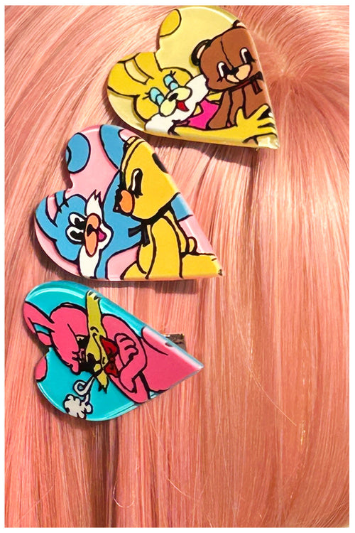 tntntutu - Colorful Bunny Heart Acrylic Hair Clip hair clip tntntutu Pink - 1pc