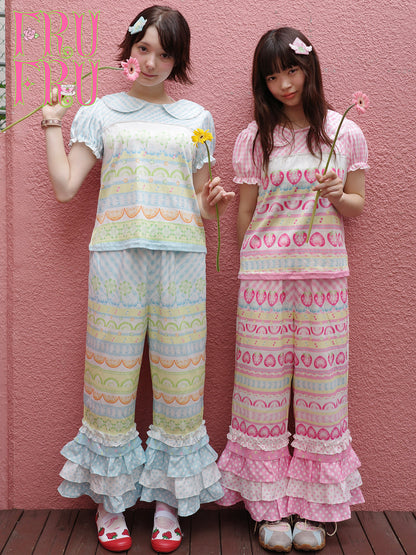 frufru - Fruit Plaid Patchwork Pants | Kawaii Harajuku Summer Fashion pants frufru