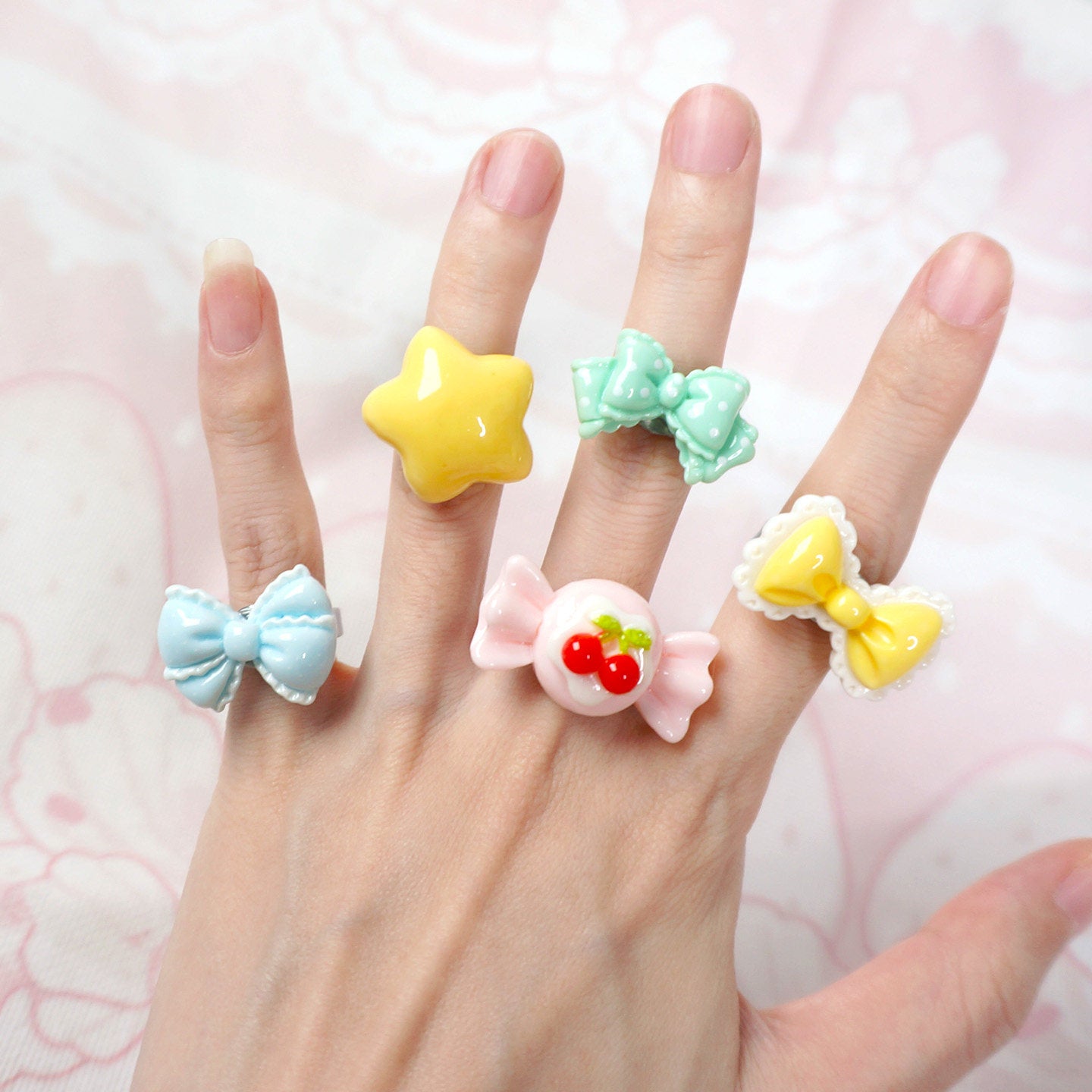 Maojiang - Candy Bow Ring Set 10PCS