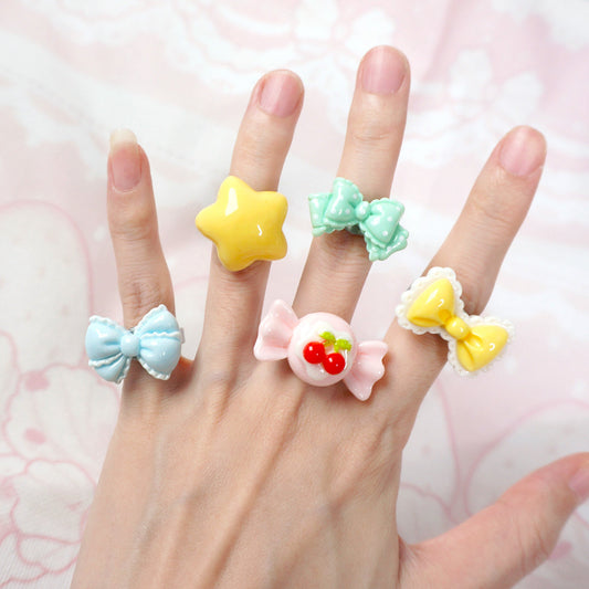 Maojiang - Candy Bow Ring Set 10PCS