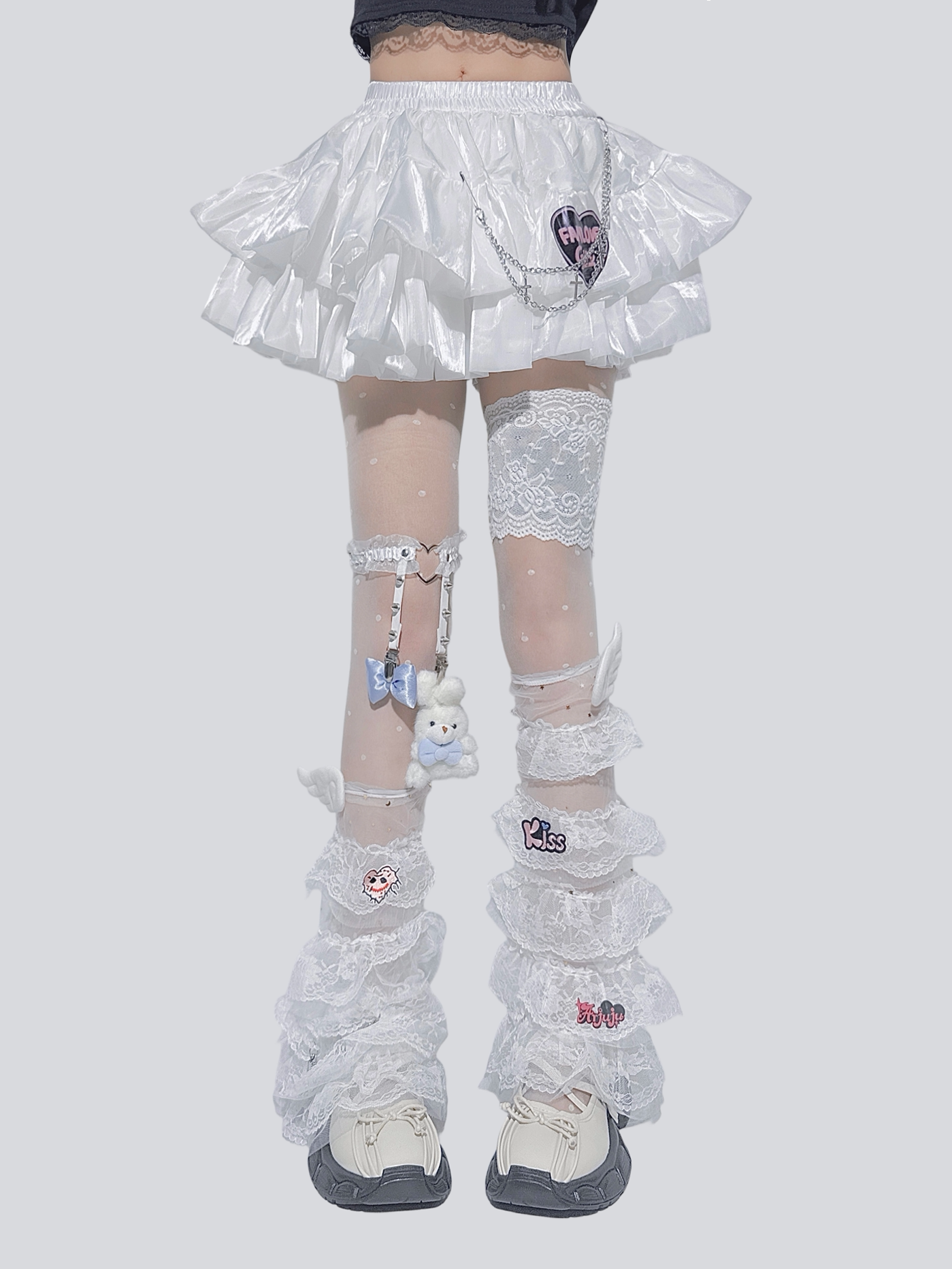 FANLOVEGIRL - White Lace Tiered Mini Skirt skirt FANLOVEGIRL S