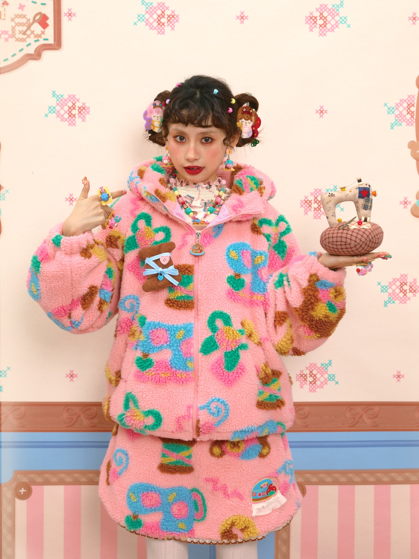 Lutra Jump - Decora Pink Fleece Jacket coat Lutra Jump
