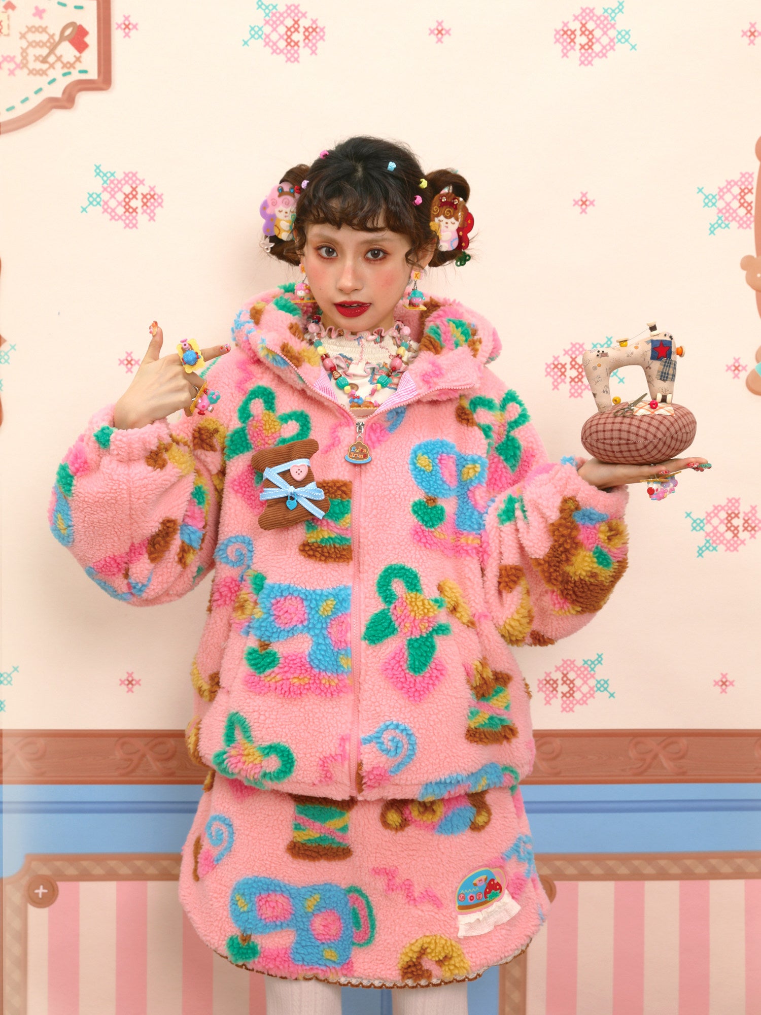 Lutra Jump - Decora Pink Fleece Jacket coat Lutra Jump