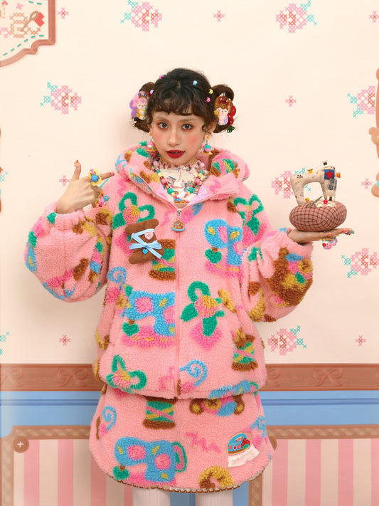 Lutra Jump - Decora Pink Fleece Jacket coat Lutra Jump