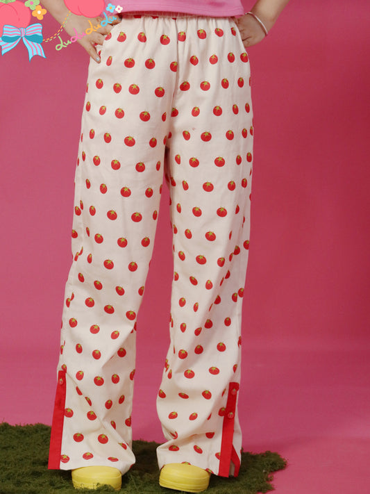 Kawaii Slit Pants – Tomato Print pants LULULULU