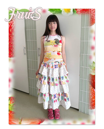 FRUITS - Fruit Floral Layered Cake Skirt | Kawaii Japanese Girly Maxi Skirt skirt Fruits