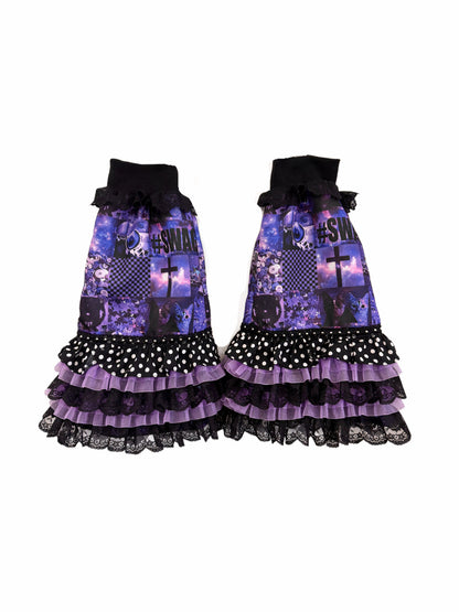 Red Devil - Dark Starry Sky Cross Lace Leg Warmers leg warmmers Red Devil