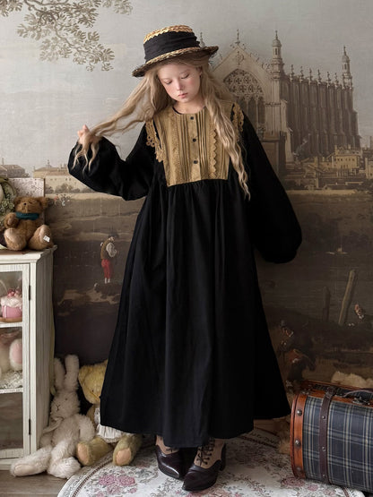 Labeau - Kawaii Retro Lace Pleated Long Dress dress Labeau