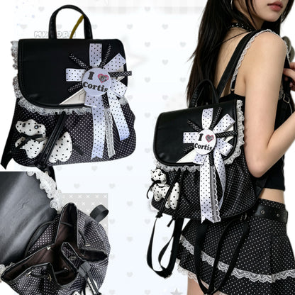 Hottie - Polka Dot Drawstring Backpack bag Hottie