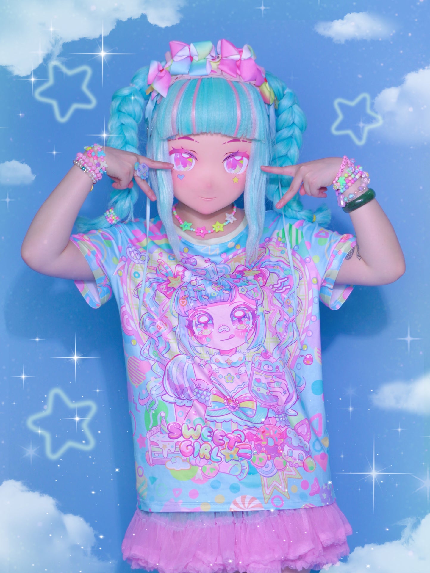 Dream Bubble - Decora Kei T-shirt Blue Candy Girl Print T-shirt shirt Dream Bubble