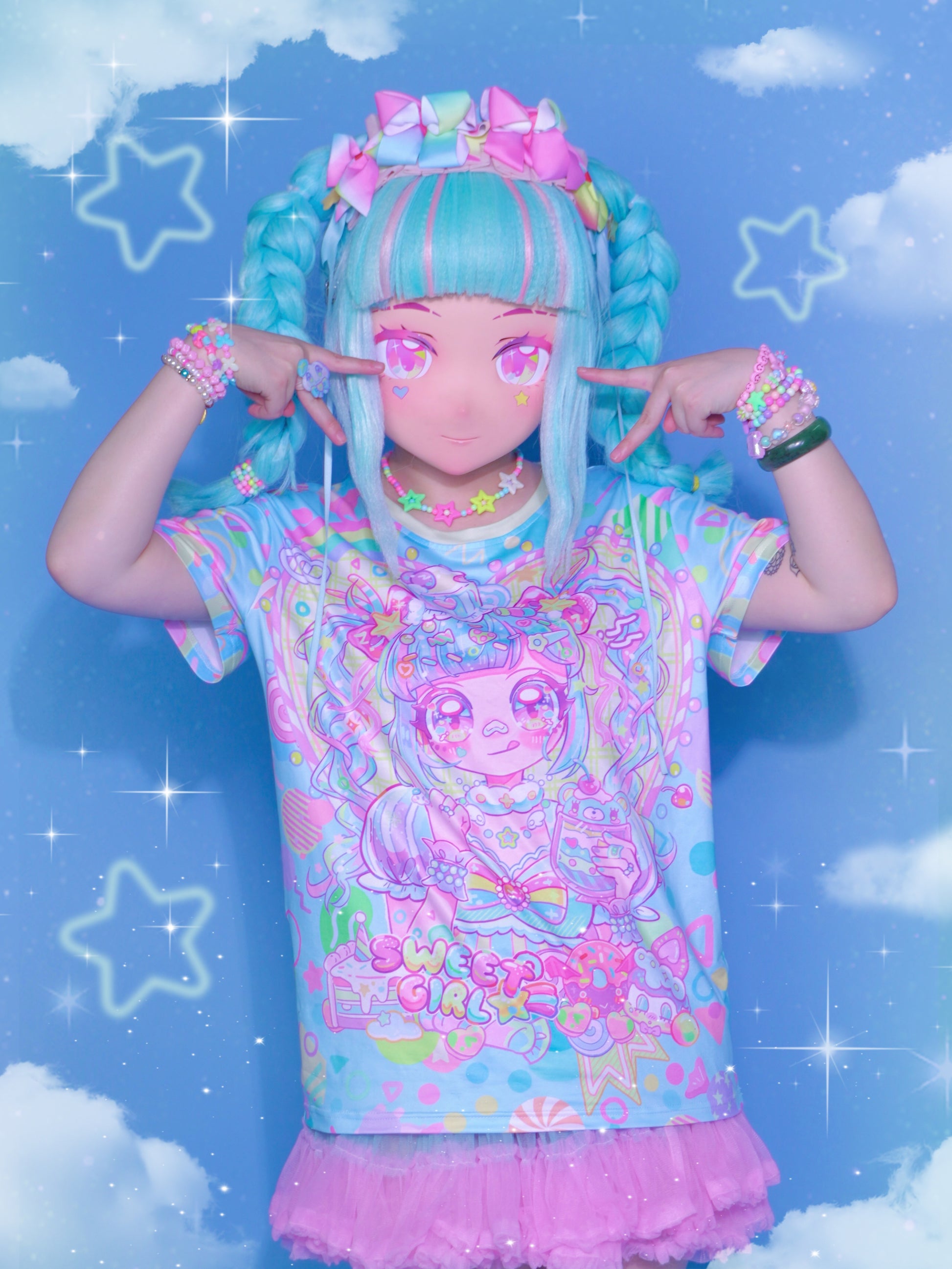 Dream Bubble - Decora Kei T-shirt Blue Candy Girl Print T-shirt shirt Dream Bubble