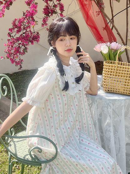 Mameya - Sweet French Puff-Sleeve Layered Dress dress Mameya