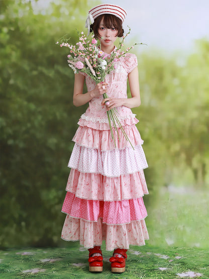 SOS MEME CLUB - Pink Polka Cake Pants skirt SOS MEME CLUB