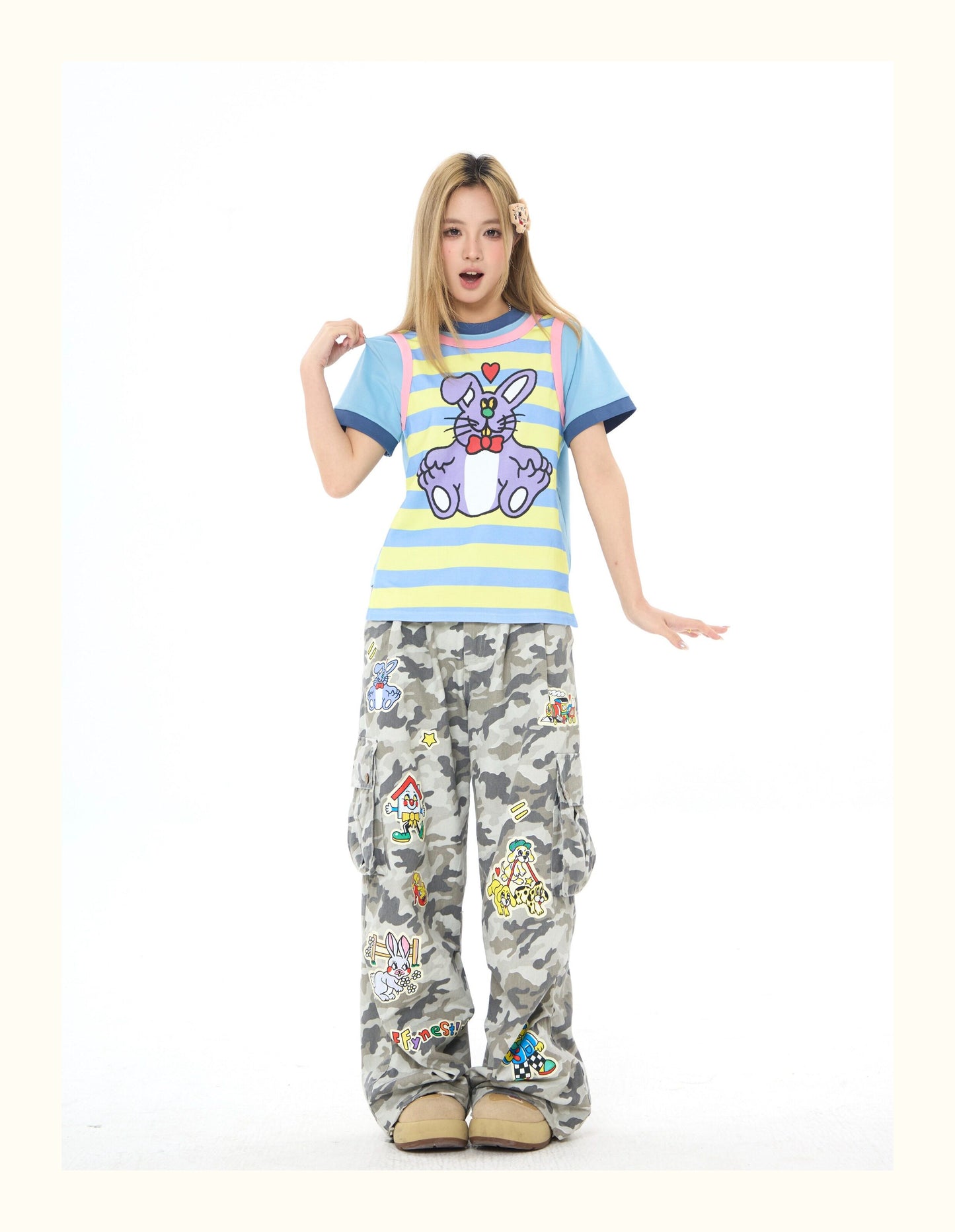 Robootoo - Colorblock Faux Layered Stripe T-Shirt tshirt Robootoo