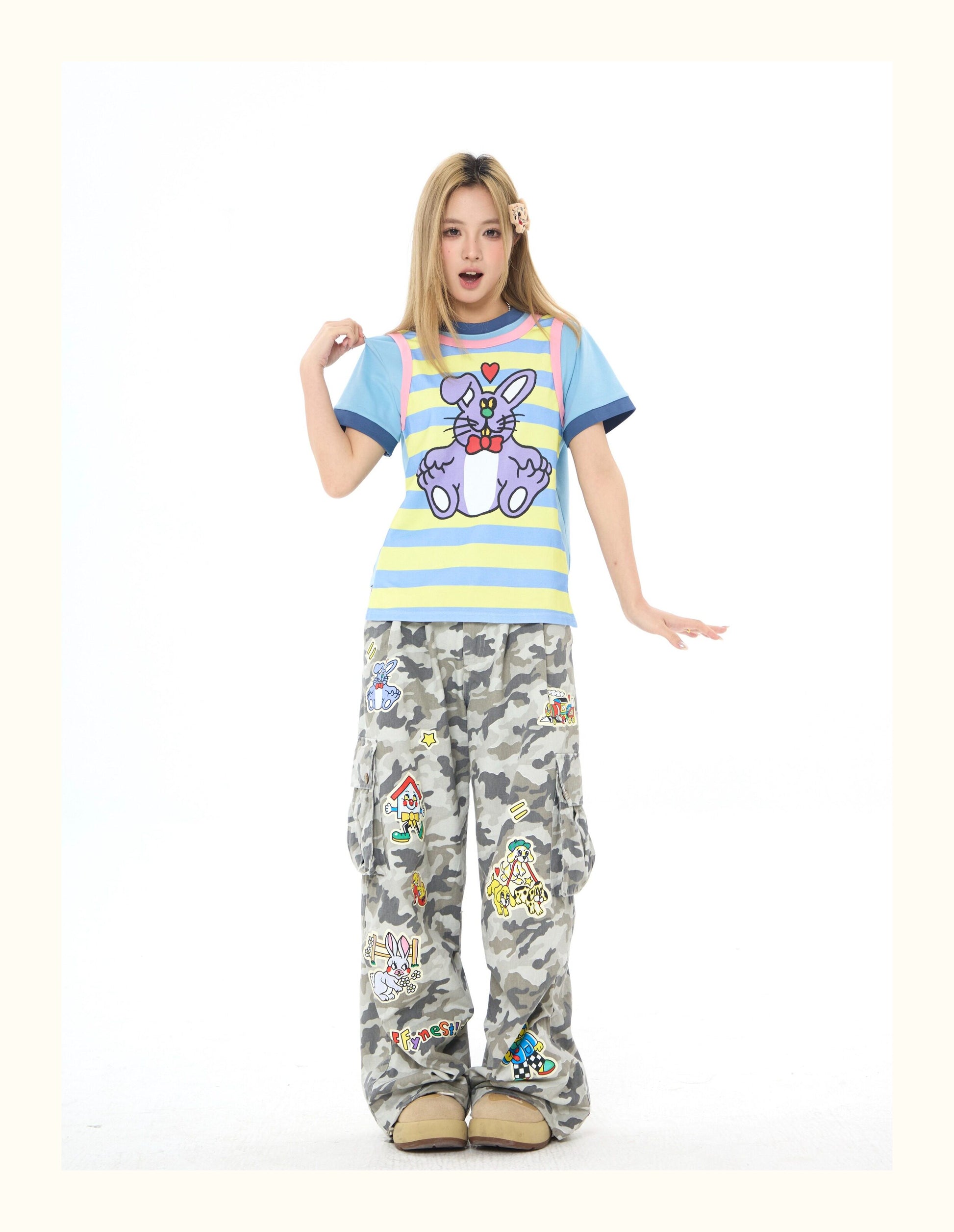 Robootoo - Colorblock Faux Layered Stripe T-Shirt tshirt Robootoo