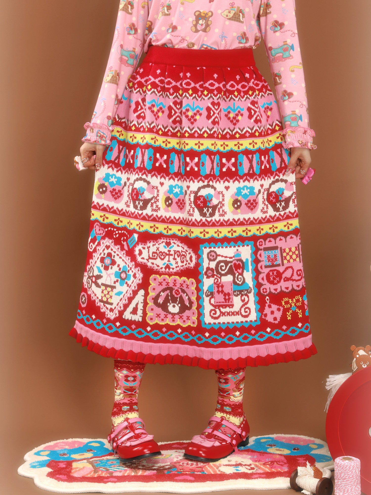 LutraJump - Decora Kei Jacquard Knit Skirt skirt Lutra Jump