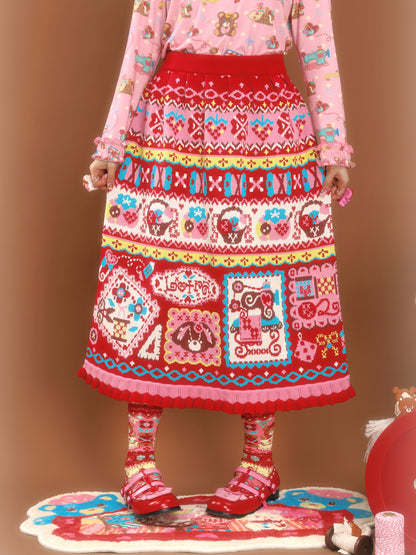 LutraJump - Decora Kei Jacquard Knit Skirt skirt Lutra Jump