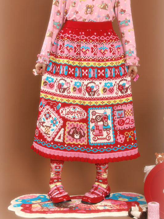 LutraJump - Decora Kei Jacquard Knit Skirt skirt Lutra Jump