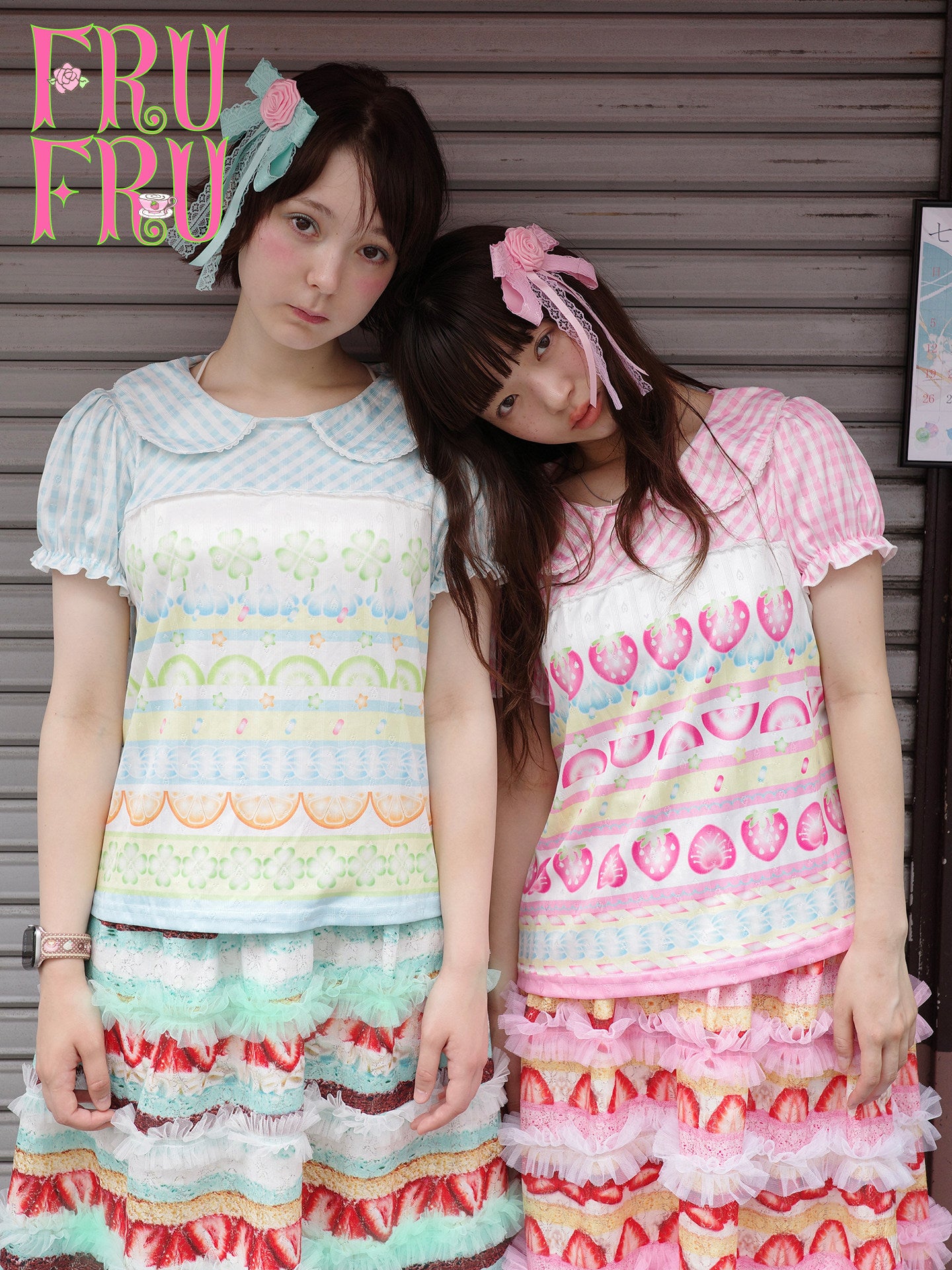 frufru - Strawberry Lime Clover Print T-Shirt | Kawaii Harajuku Summer Fashion blouse frufru