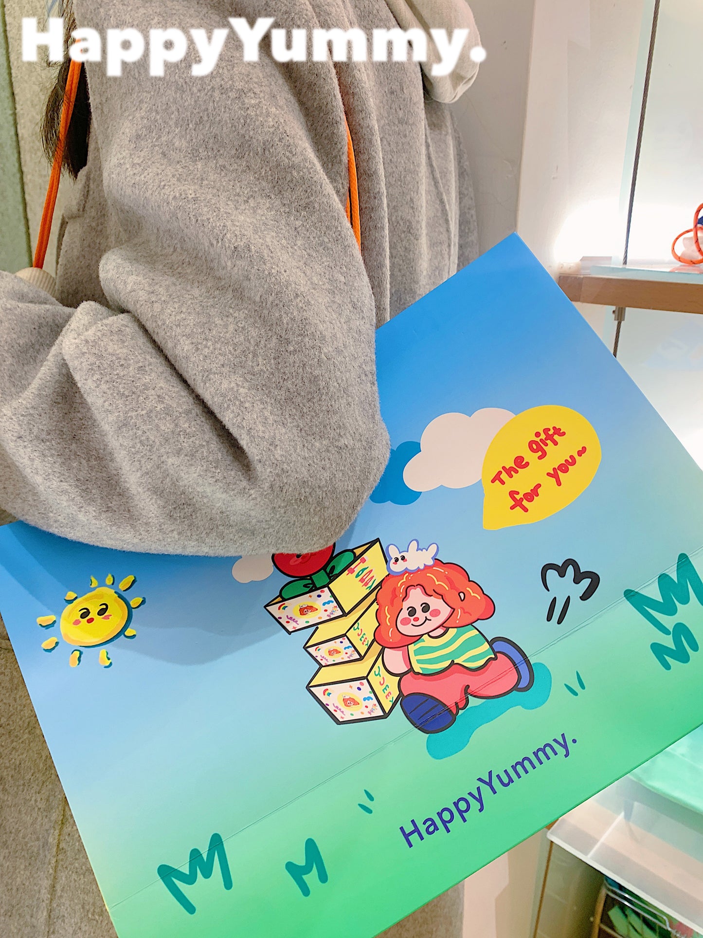 Harajuku-style HappyYummy "Deliveryman DUDU" tote gift bag with a cute and original design.