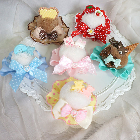 Maojiang - Ice Cream Lace Pom Pom Hair Clip