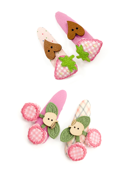 FRUITS - Strawberry Cherry Pink Hair Clip hair clip Fruits