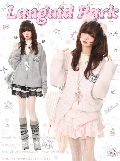Languid Park - Polka Dot Embroidered Knit Sweater