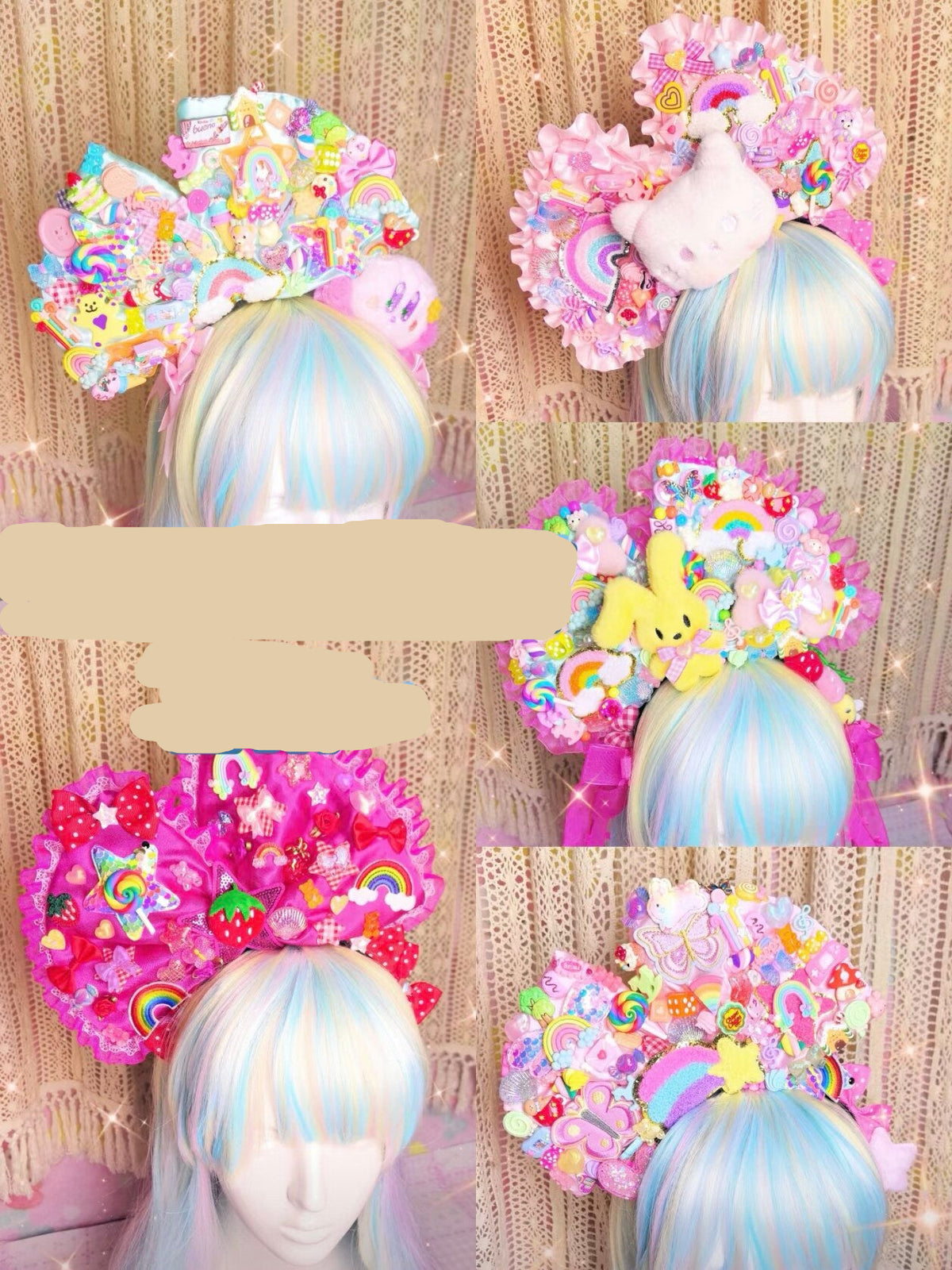Luckywishstar - Colorful Maximalist Decora Bow Headband hairband Luckywishstar