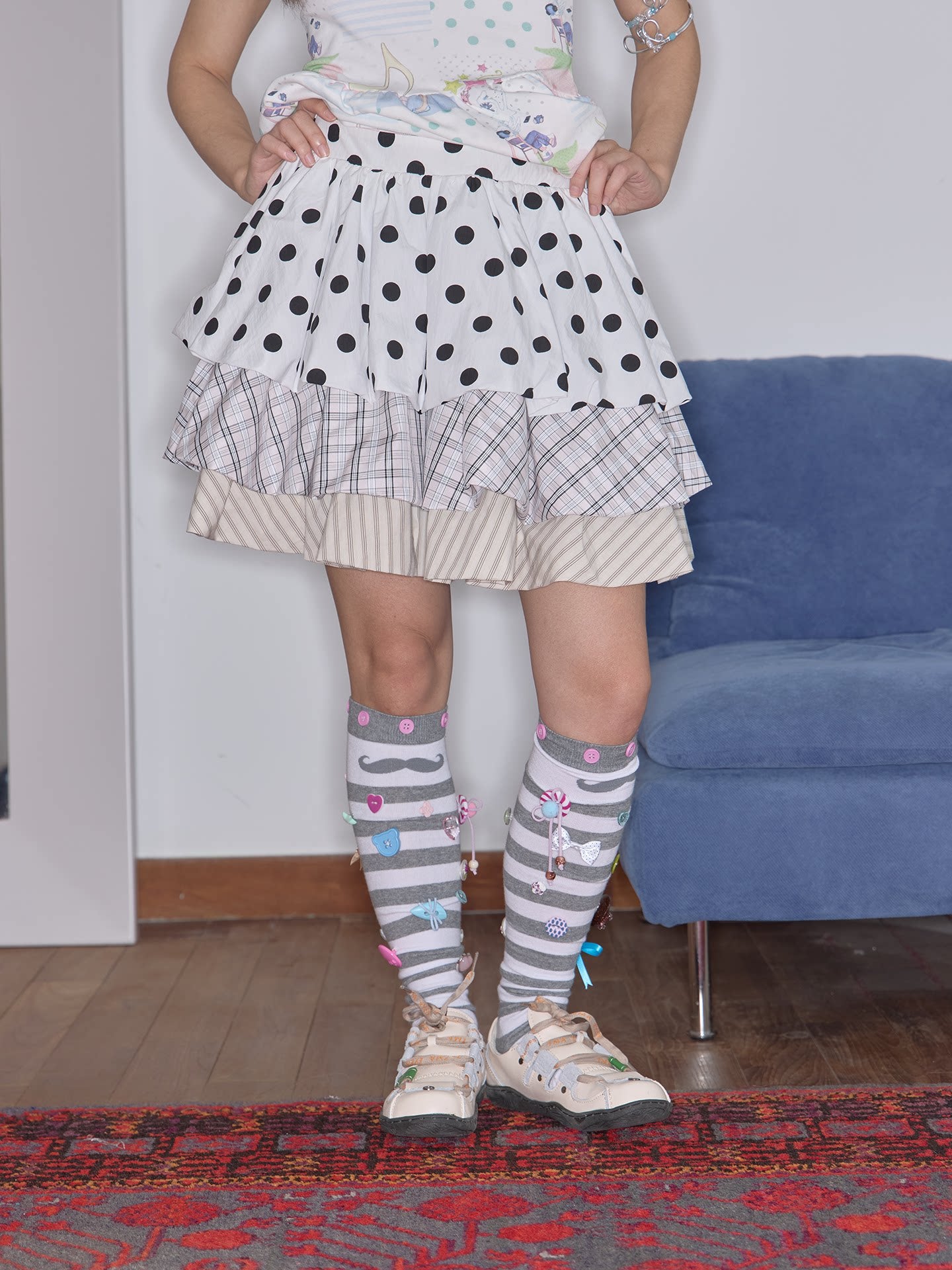 Have A Meal - Polka Dot Layered Bubble Skirt
