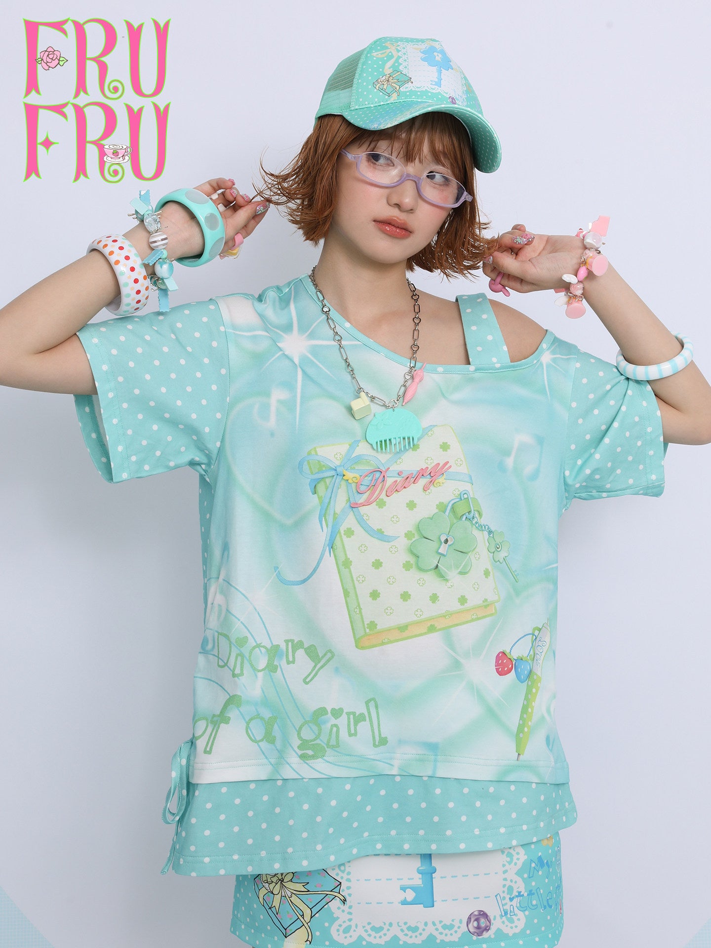 frufru - Lucky Clover Mint Green Oversized Tee tshirt frufru