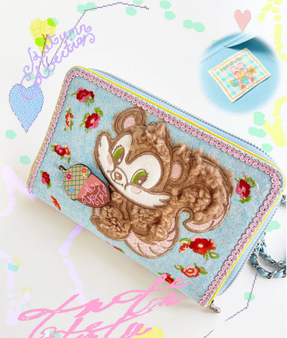 tntntutu - Blue Plush Pinecone Embroidered Passport Bag bag tntntutu