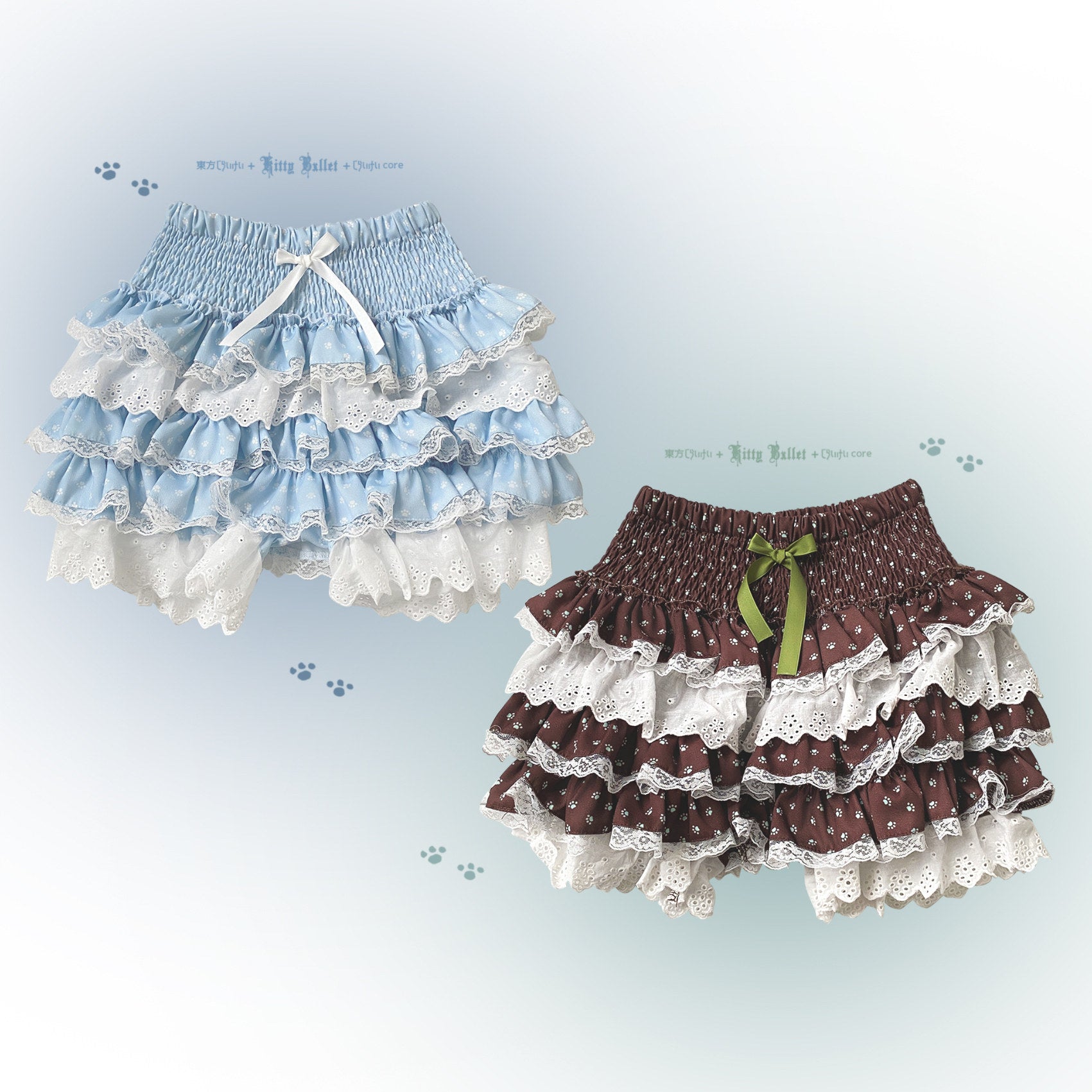 Kitty Bxllet - Black Cat Paw Ruffle Skort shorts Kitty Bxllet