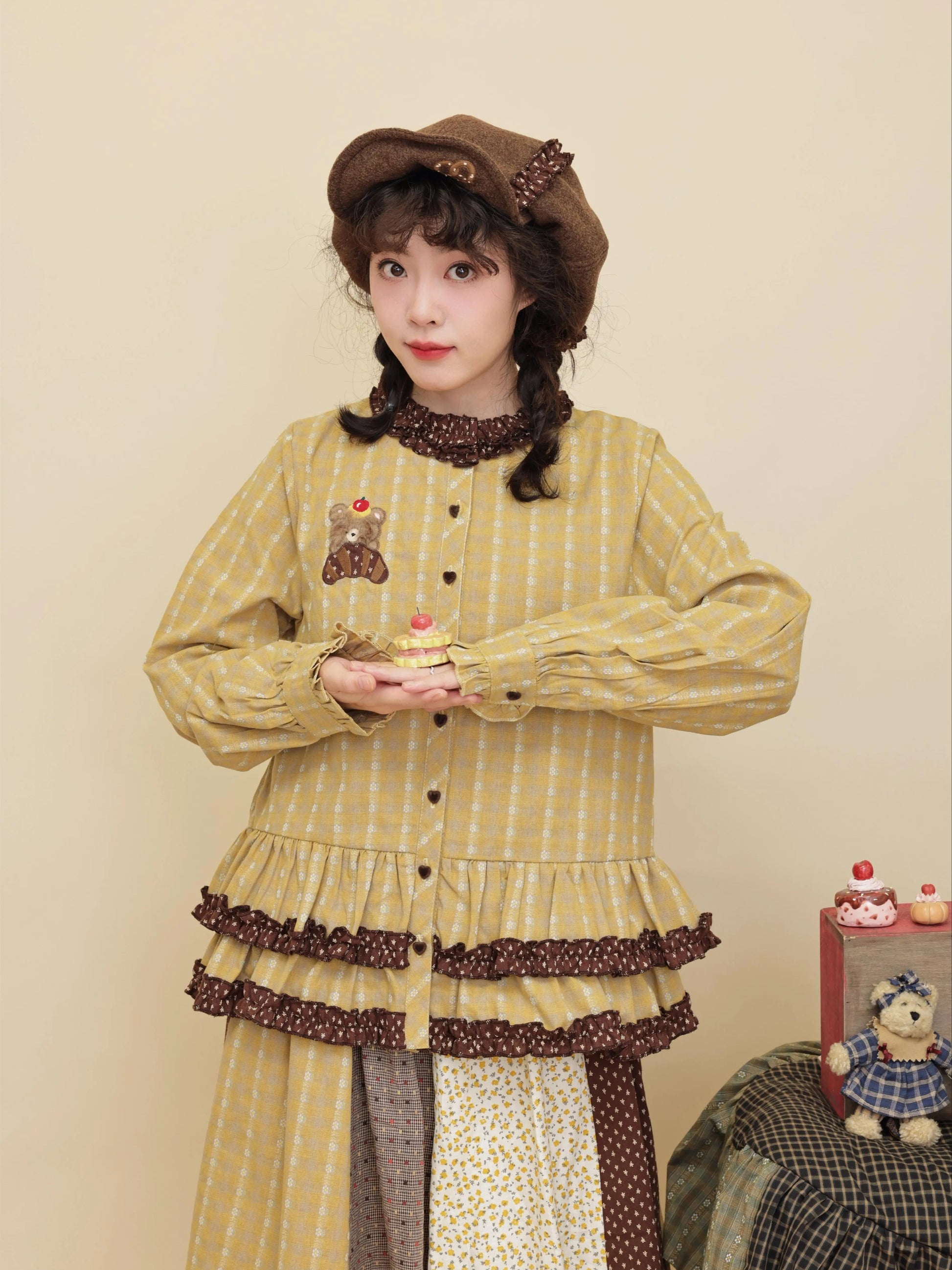SemenCoicis - Kawaii Vintage Bear Embroidered Shirt blouse SemenCoicis