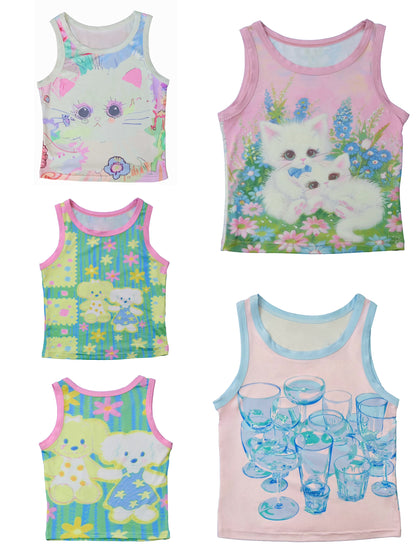 MeowMeow Bug – Decora Kei Cartoon Slim Fit Tank Top vest MeowMeow Bug