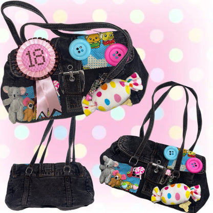 Hottie - Y2K Denim Charm Shoulder Bag | Cute Mini Hobo Bag
