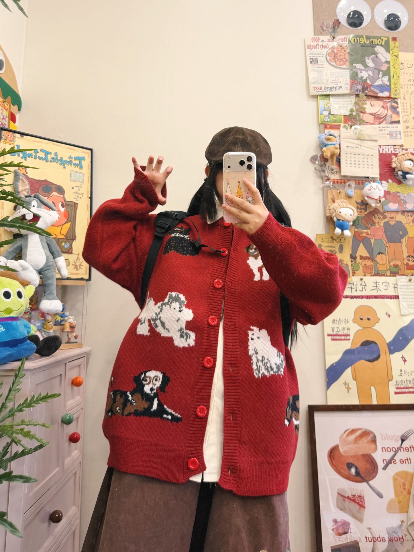 BIBULU - Kidcore Retro Christmas Knit Red Cardigan cardigan BIBULU M