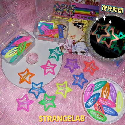 StrangeLab Retro Hair Clips | Baddie Glow-in-the-Dark Hair Clips | 10-Color Set Resin BB Clips hair clip strangelab