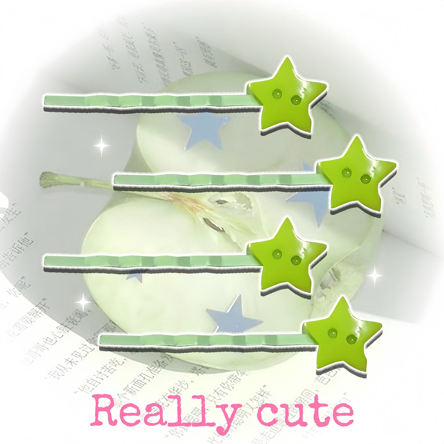 Green Apple Star Hair Clip Set hair clip really cute