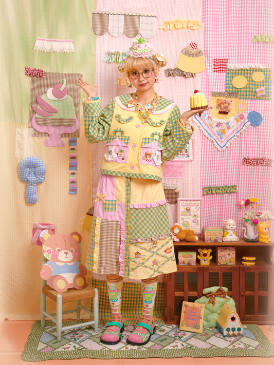 Lutra Jump - Decora Kei Melon Jacket & Skirt Set set Lutra Jump