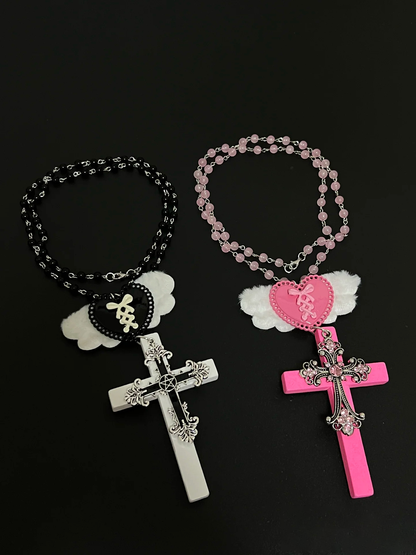 Kiwi Store - Y2K Large Angel Cross Necklace necklace kiwi store