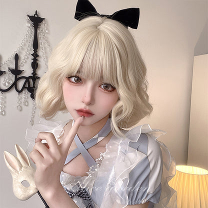 Alice Garden - Platinum Blonde Short Curly Wig with Bangs wig Alice Garden