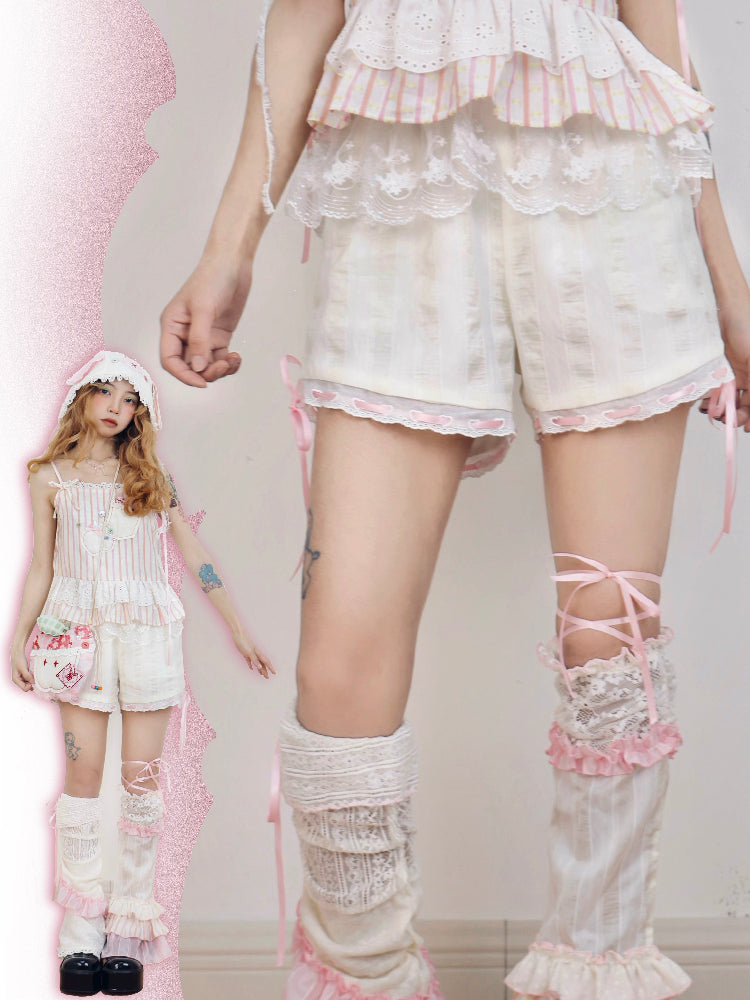 Kawaii Ruffled Shorts – Lace Trim Ribbon shorts Disorder