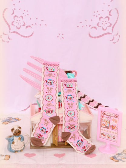 Lutra Jump - Kawaii Pink Tea Time Socks socks Lutra Jump