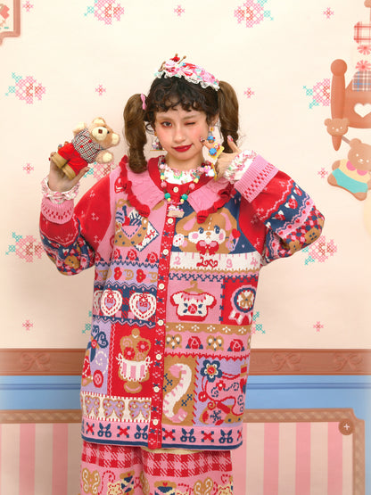 Lutra Jump - Decora Intarsia Knit Cardigan cardigan Lutra Jump