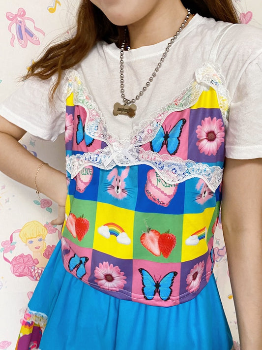 bunnybunnygun - Decora Kei Sweet Print Stretchy Camisole camisole bunnybunnygun