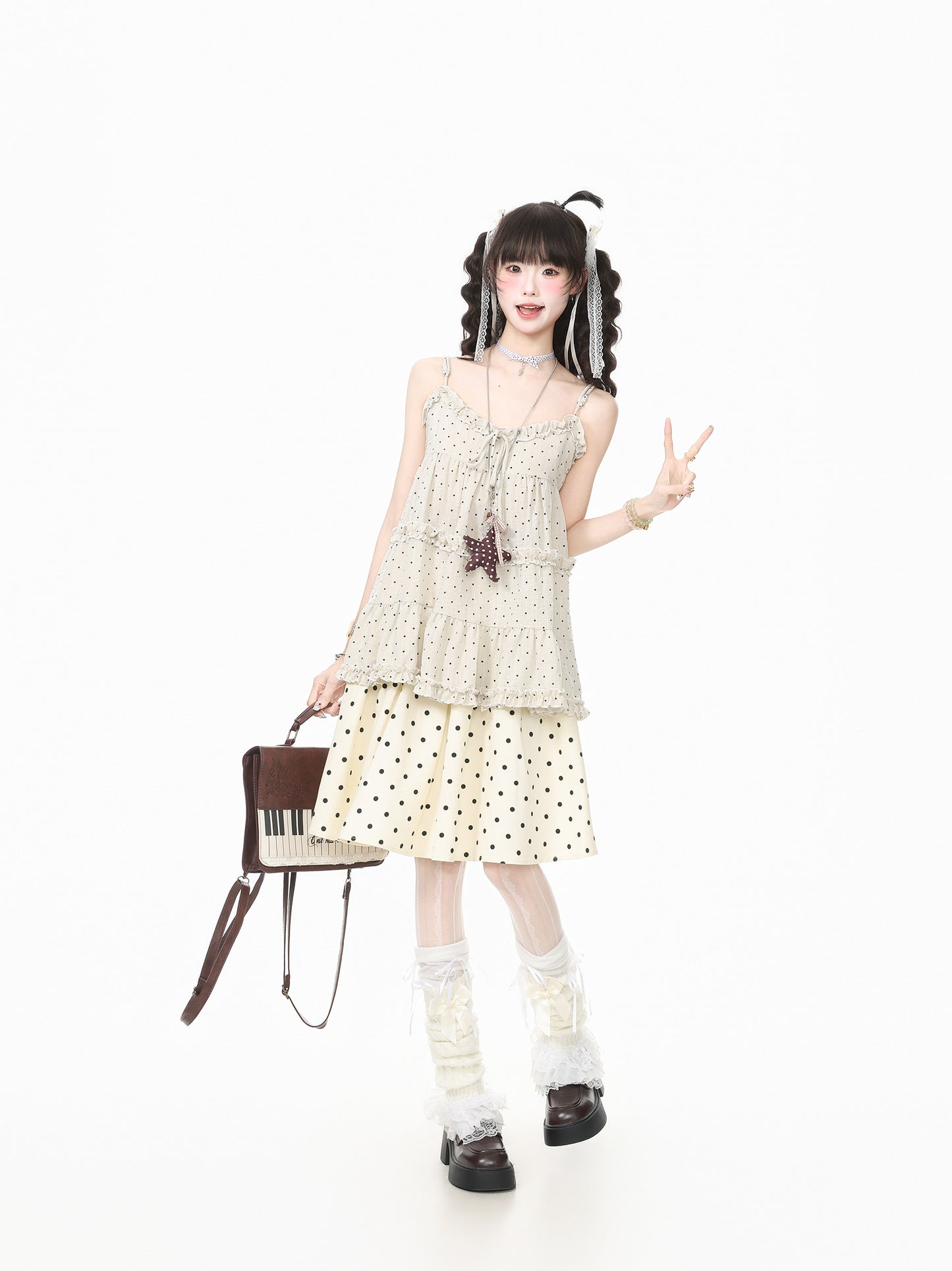 Languid Park - Polka Dot Pleated Midi Skirt skirt Languid Park