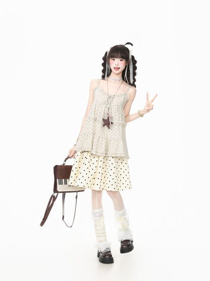 Languid Park - Polka Dot Pleated Midi Skirt skirt Languid Park